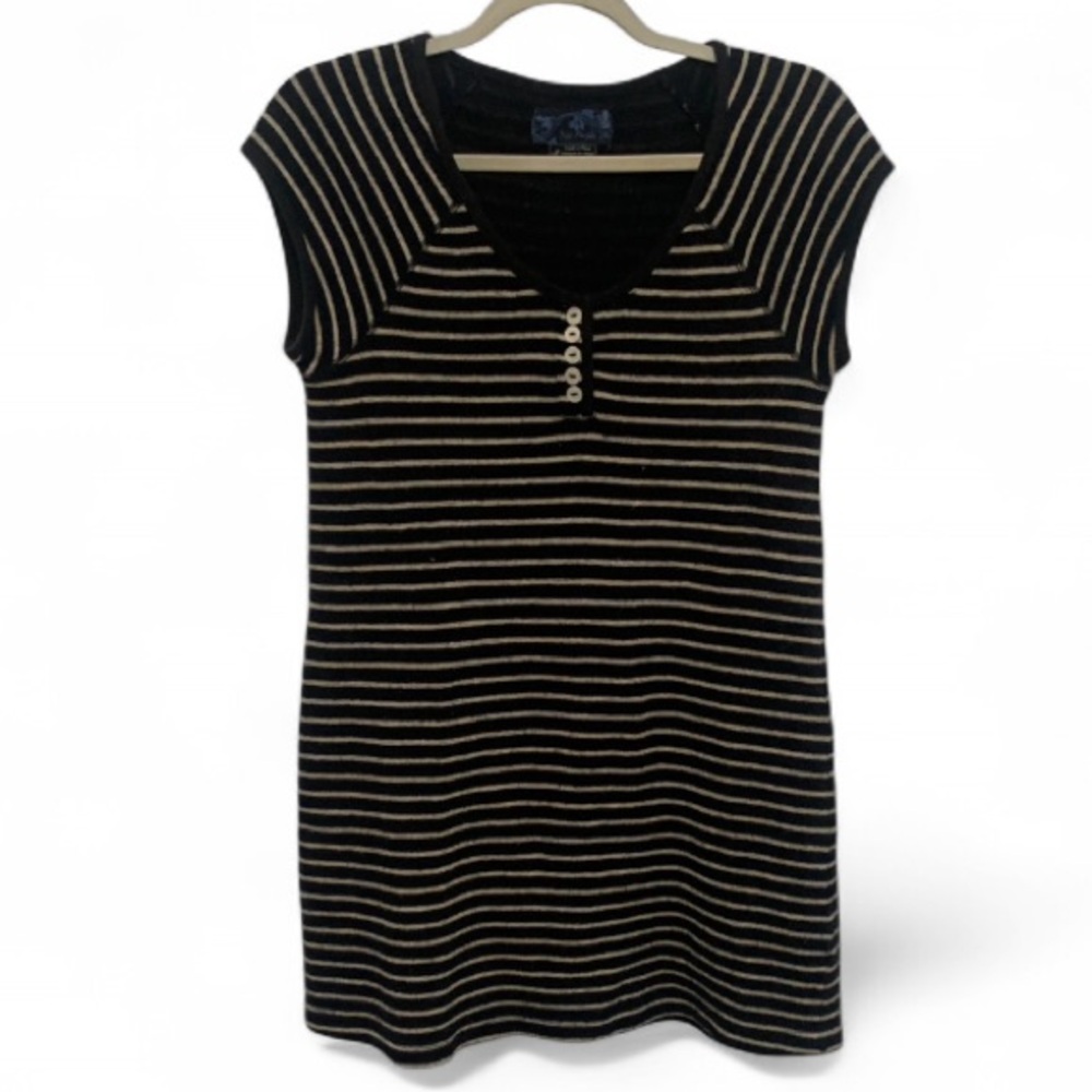 Y2K Free People Black Striped Wool Mini Dress